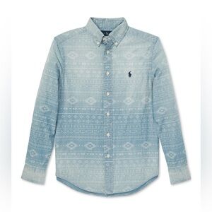 Polo Ralph Lauren Big Boys Southwestern Chambray Cotton Shirt Size 7